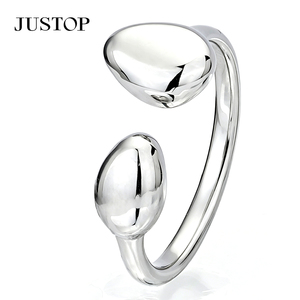 JUSTOP Wedding Band Unisex <b>Plain</b> <b>Ring</b> Classic Silver Plated Geometric Fashion Jewelry for Anniversary - Product Image 2