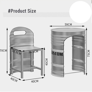 Mesa y Sillas de Bar Estilo Industrial de Metal y Hierro Antiguo Moderno con Forma de Tambor de Petróleo para Restaurantes, Bares, Centros Comerciales y Áreas de Negociación - Product Image 6