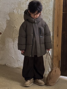 Unisex trẻ em của mùa đông xuống áo khoác trắng vịt Polyester/Nylon rửa sạch Windproof trùm đầu dây kéo túi 6-13y ODM/OEM bán buôn - Product Image 2