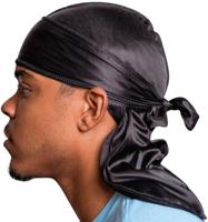 Durags en satin de soie personnalisés en gros, respirants, style hip-hop, pour adultes, avec longue queue, pour les activités de plein air