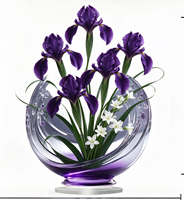 Ornamen Meja Akrilik Pola 2D Datar Tulip Ungu Dekorasi Rumah Dalam & Luar Ruangan Seni Dekoratif Multifungsi