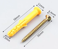 Petite cheville murale en plastique jaune, autoperceuse, à expansion, argentée, capacité 10 lb, pour usage en construction