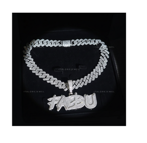 Collar con Colgante de Letra del Alfabeto en Plata de Ley 925 con Micro Pavé de Moissanita y Baño de Oro Blanco, Joyería Elegante - Product Image 1