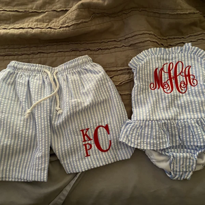 Estate ricamato Seersucker Stripe <span class=keywords><strong>costume</strong></span> intero per le bambine bambino bambini costumi <span class=keywords><strong>da</strong></span> bagno - Product Image 3