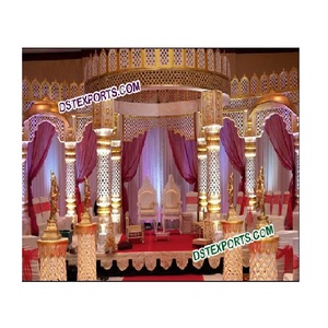 Conjunto de Mandap de fibra real para boda india, tema Rajwada Rajasthani, Mandap de boda de fibra real, venta al por mayor, conjunto de Mandap de escenario, decoración del Reino Unido - Product Image 1