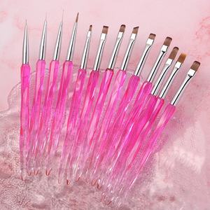Nouveau cristal violet Nail Art pinceaux grand carré rond peinture stylo ongles Liner brosse ongles brosse ensemble - Product Image 3