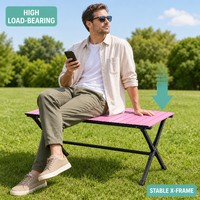 Table pliante portable à pieds croisés en acier au carbone pour la maison, les pique-niques, le camping, le dessin en extérieur et les étudiants