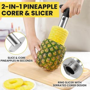 Hướng dẫn sử dụng thép không gỉ dứa corer Slicer Peeler cắt trái cây và vegetabletools dứa corer và Slicer công cụ - Product Image 2