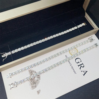 Bracelet de Tennis Moissanite de haute qualité de 6mm avec Halo en or blanc bijoux Hip Hop étincelants en argent Sterling 925 sans fondu pour hommes