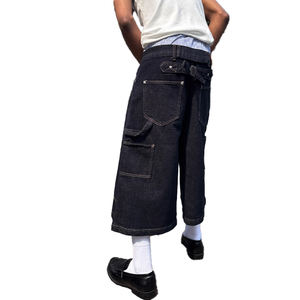 Haute qualité Denim fil à coudre taille moyenne décontracté jean droit <span class=keywords><strong>Paris</strong></span> boucle Original vache lavé outillage bois tanins coupe tissé - Product Image 2