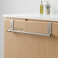 Porte-serviettes réglable en acier inoxydable à suspendre sur la porte ou le placard pour cuisine, sans perçage