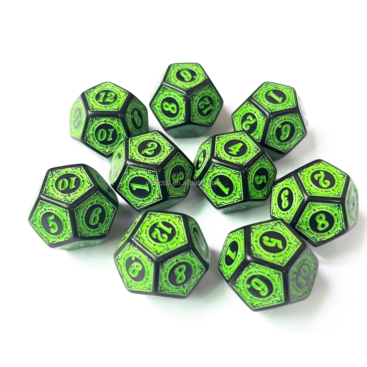 D12 unique rétro noir avec vert