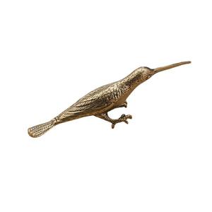 Figura de Colibrí de Latón, Adorno de Escritorio en Miniatura de Colibrí de Pico Largo, Tallado Artesanal en Latón - Product Image 1