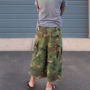 Custom Heavyweight Cotton Baggy Twill <b>Camo</b> <b>Cargo</b> Shorts <b>Men</b> Multi Pockets Fit Tactical Camouflage Streetwear Shorts for Outdoor - Product Image 2