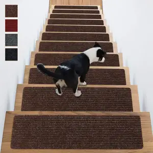 Custom Pattern Red Durable Indoor Stair Tread Rugs Floor Mat Non Slip Stair Treads Carpet Stair Mat