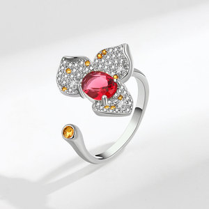 Nuovo Arrivo: Anello di Lusso Leggero con Fascino <span class=keywords><strong>Femminile</strong></span>, Anello con Zircone Rosa, Fiore Tridimensionale, Regalo per Feste - Product Image 2