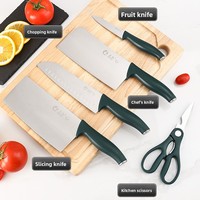Ensemble de couteaux de chef personnalisé en acier inoxydable 3CR13, six pièces, lame de 188 mm à bord oblique, couteau à désosser tranchant, ensemble complet Yangjiang