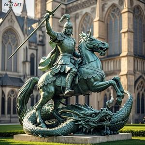 Grande fusione in bronzo che tiene crocifisso spada lancia cavallo Slay drago inghilterra patrono a grandezza naturale St <span class=keywords><strong>George</strong></span> statua in ottone - Product Image 3