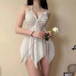 Sexy lingerie, verleidelijke uniforme nachtjapon, gepassioneerd flirten voor het slapengaan, doorzichtige nachtjapon met vlinderhalternek - Product Image 3