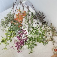 Vente en gros de feuilles artificielles légères en plastique, motif Chlorophytum, peinture à l'huile 3D à 3 branches, pour décoration murale