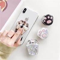 Supports de téléphone magnétiques promotionnels en acrylique avec impression UV, effet sable mouvant liquide, pour sublimation, accessoires et poignées PopSockets