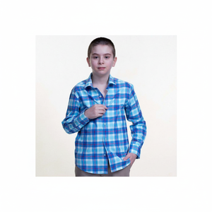 Chemise Enfant à Carreaux Bleu et Rouge à Manches Longues - Product Image 2