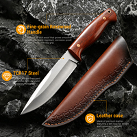 Couteau de survie, de chasse et de camping à lame fixe en acier 7CR17, manche en cocobolo, couteau à fruits d'extérieur