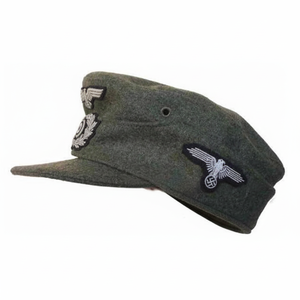Gorra Bergmutze Alemana de la Segunda Guerra Mundial con Insignia en Lana Gris, Kepi Alemán - Product Image 1