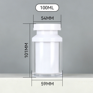 Bouteilles en plastique à double paroi de 100 ml en PS pour produits de santé, contenants pour capsules et pilules avec bouchon en PP, personnalisation possible - Product Image 5