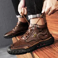 Sepatu Bot Pria Kulit Asli Kualitas Tinggi Sepatu Kasual Pria Buatan Tangan Bernapas Sepatu Jalan Nyaman Sepatu Boat Merek Mewah