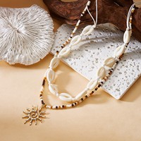 Collier de perles en coquille de noix de coco style vacances à la plage, pendentif soleil haut de gamme de luxe léger, accessoire de bijouterie transfrontalier