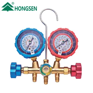 Hongsen HS-536G-R410A 2-Way Manifold Gauge dengan 1/4 SAE - 5/16 SAE untuk R410A