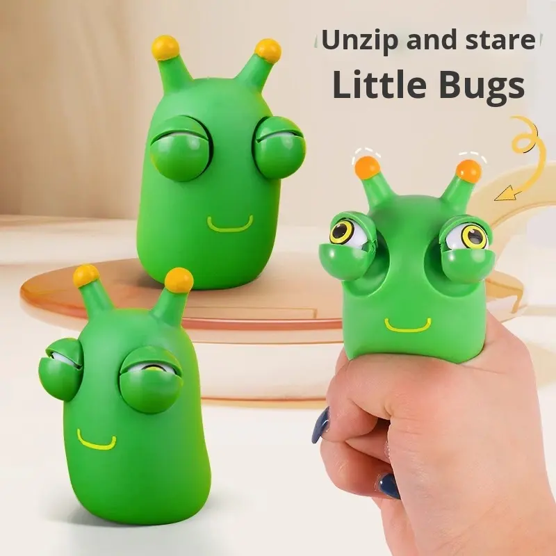 Eye-Catching Little Worm Vinyl Stress Relief Toy for Boys Emotional Venting Popping Eyes Stress-Relief Gift Toy