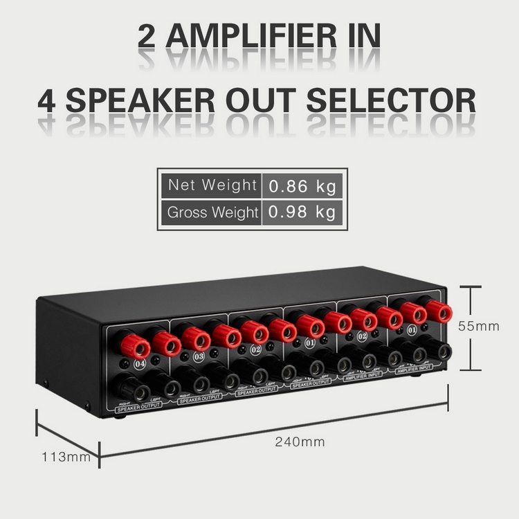 LYNEPAUAIO 2 in 4 Outスピーカーセレクタースイッチボックス4