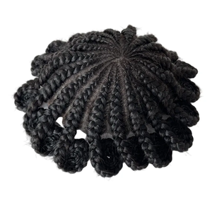 Recién llegado <span class=keywords><strong>trenzas</strong></span> de maíz pastel <span class=keywords><strong>afro</strong></span> Peluca de <span class=keywords><strong>hombre</strong></span> pieza de repuesto Sistema de cabello indio encaje frontal mono Topper trenza de maíz tupé - Product Image 1