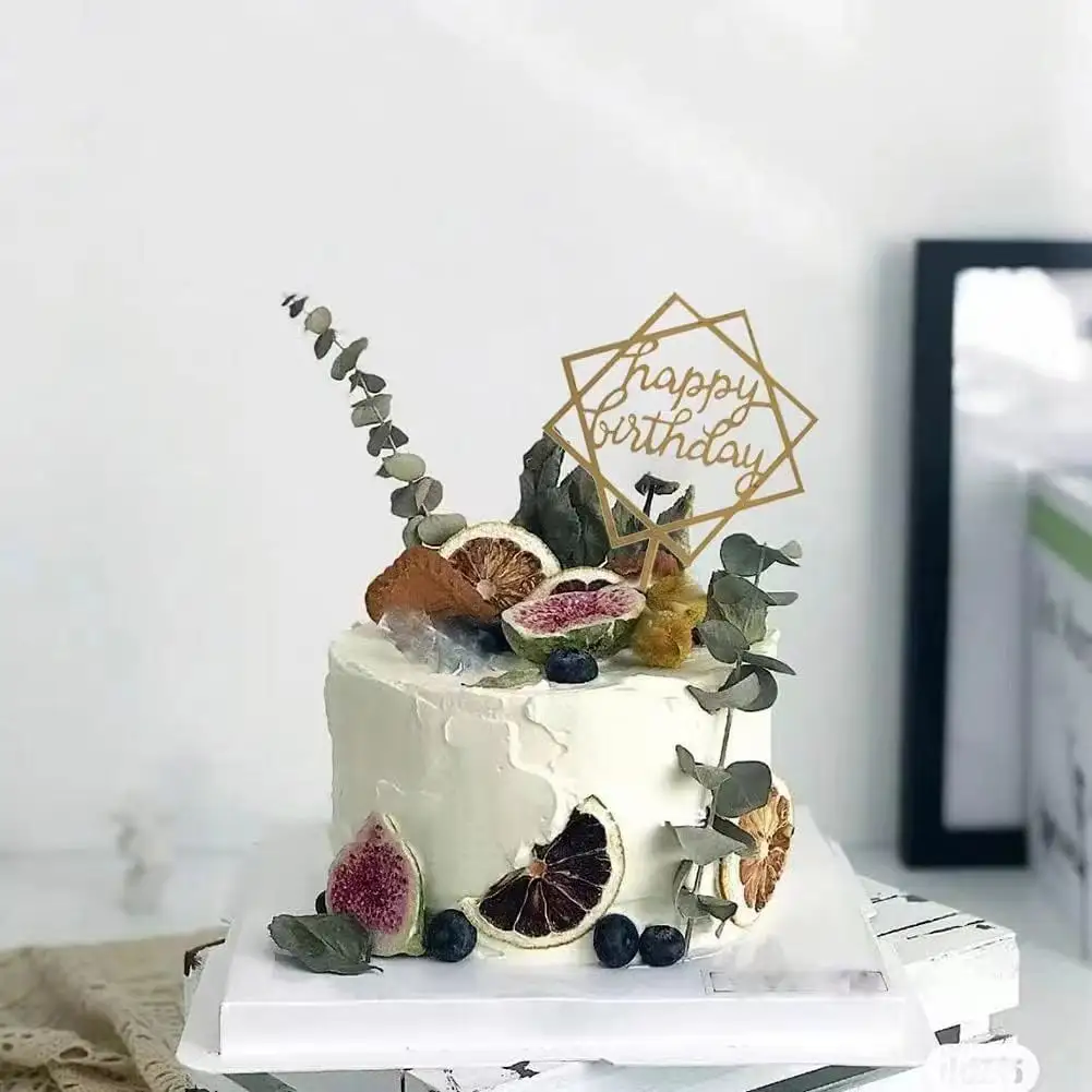 5pcs/set Gold Acrylic Cake Topper New Design 100 Style Acrylic Cake Toppers Happy Birthday Cake Topper Decoration
