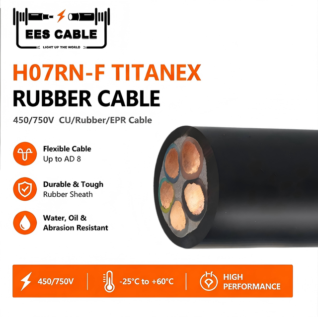 Elastomeric Trailing Cable Flexible H07RN-F 50mm2 Welding Cable 450/750V Cu Tinned Copper Rubber Insulated South Africa EESCABLE