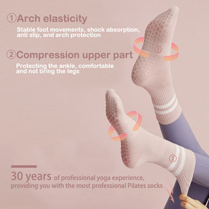 Yilong chất lượng chống trượt logo mờ Thiết kế nén cotton thể thao phụ nữ yoga Slouch tùy chỉnh Grip vớ Pilates - Product Image 2