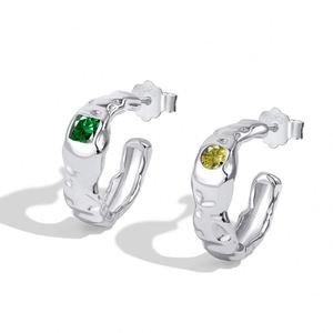 Pendientes de botón Dylam Trendy en stock, sin MOQ, de plata de ley 925 con oro de 18k y circonita cúbica 5A, diseño irregular llamativo - Product Image 1