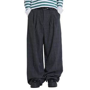 Pantalones de Hombre Grises Plisados Clásicos, Casuales y Cómodos, Tela de Alta Calidad para Traje, Pantalones de Traje a Cuadros Grises, Venta al Por Mayor - Product Image 1