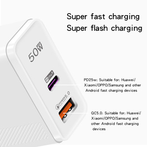 ที่ชาร์จเร็ว 50W PD25W+QC5.0 แบบ Twill USB A+C หัวปลั๊ก EU/US/UK สามหัว ชาร์จเร็วสุดสำหรับ iPhone Samsung - Product Image 4