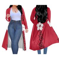 Kimono à manches longues Veste polynésienne imprimé tribal violet Tiaré personnalisé pour femmes Mode longue Kimono Maillot de bain pour femmes grande taille