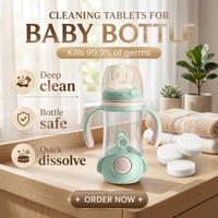Tablettes de détergent pour le lavage des biberons - Écologiques, action rapide en 15 minutes, éliminent les résidus pour les biberons et les tasses à bec.