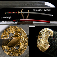 Espada Katana Roja Decorativa y Funcional Hecha a Mano con Saya de Madera para Colección de Cosplay SS693