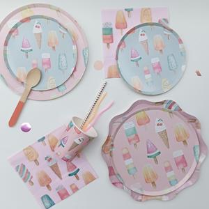 ชุดจานกระดาษธีมไอศกรีมสีชมพูแบบกำหนดเอง DAMAI ชุดภาชนะใส่อาหารแบบใช้แล้วทิ้งสำหรับงานเลี้ยงวันเกิดเด็กในฤดูร้อน - Product Image 5