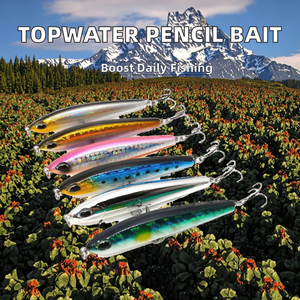 17.5G 10cm nổi nhựa bút chì mồi Topwater đi bộ Chó 3D swimbait móc Popper cho thuyền đại dương đánh cá mục tiêu loài cá chép - Product Image 2
