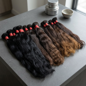 Extensions de cheveux humains indiennes lisses naturelles, double trame, cuticules alignées, non traitées, couleur naturelle soyeuse, noire, pour femmes - Product Image 3
