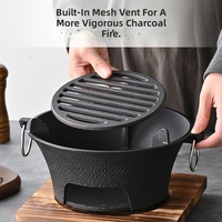 Barbecue au charbon de bois en fonte de style japonais, mini-grill portable Hibachi pour la maison, le jardin et l'extérieur