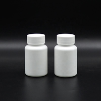 Bouteille de pilules et de vitamines en HDPE blanc opaque recyclable et écologique de 80 ml avec logo personnalisé, sérigraphiée, pour emballages médicaux de capsules