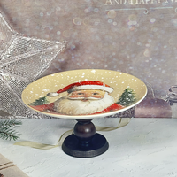 Assiette en céramique sous glaçure de style américain pour Noël, support à gâteau rond sur piédestal, plat à collation, bonbons et salade pour hôtel (vente en gros)